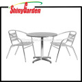 3 Stücke Patio Aluminium Bar Set Resturant Stack Stuhl und Runder Tisch